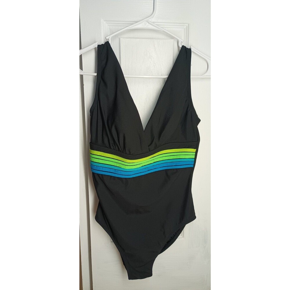 Women's Size 8 Longitude Black One Piece Swimsuit Vacation Resort Wear